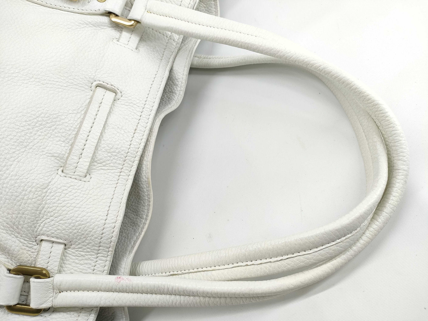 PRADA Prada White Tote Bag Vitello Dino Leather Tote Bag