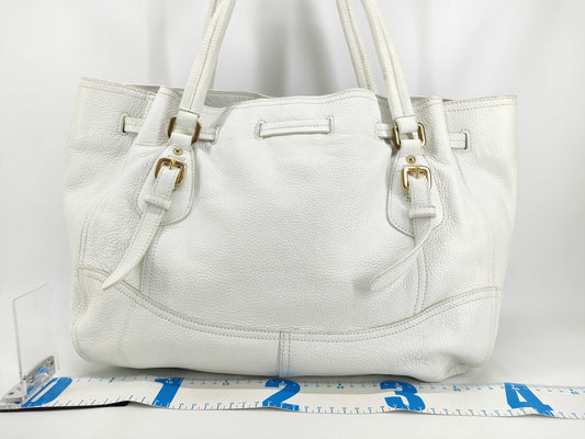 PRADA Prada White Tote Bag Vitello Dino Leather Tote Bag