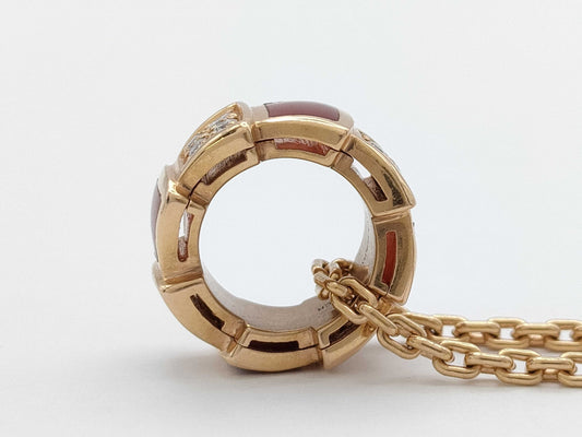 BVLGARI Serpenti Viper Carnelian Diamond PG Au750 10.9g Necklace