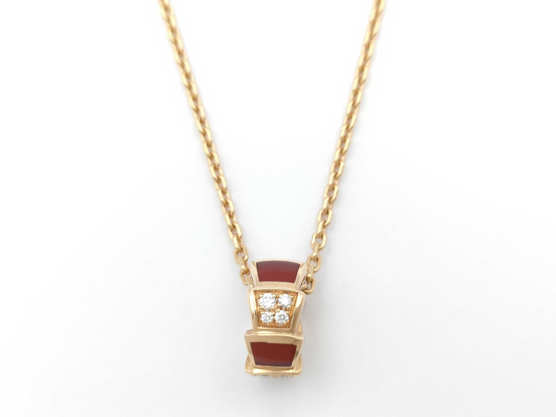 BVLGARI Serpenti Viper Carnelian Diamond PG Au750 10.9g Necklace