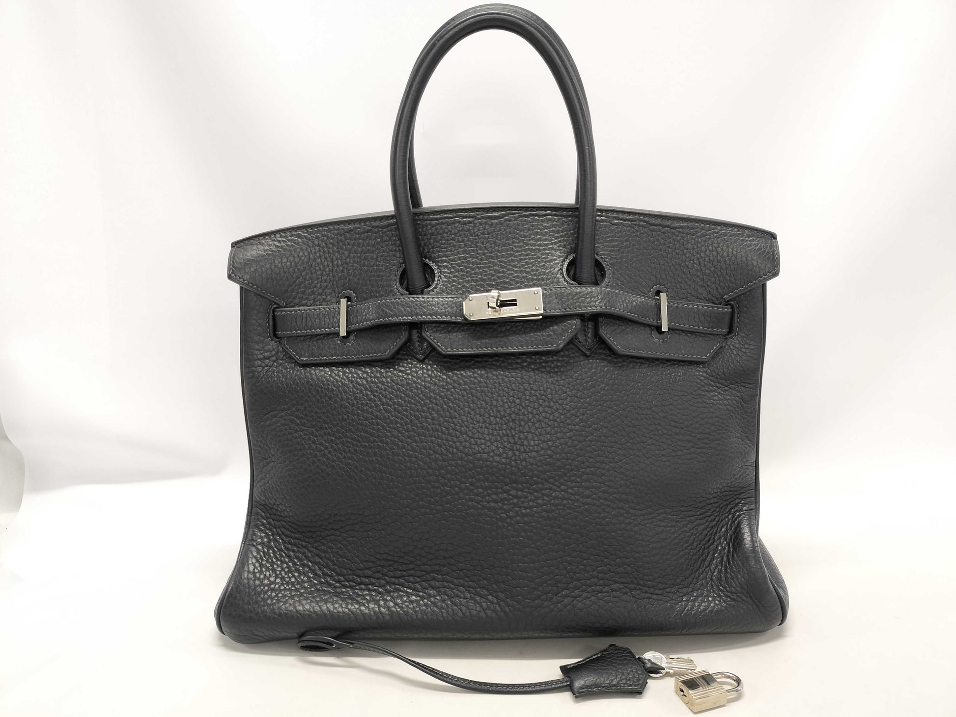 HERMES Taurillon Birkin 35 Blue Indigo with Sterling Silver Hardware and G Stamp