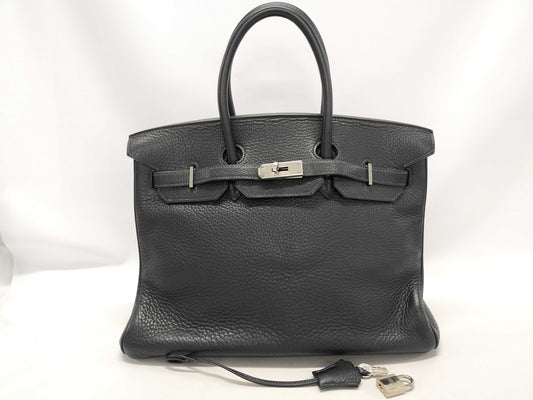 HERMES Taurillon Birkin 35 Blue Indigo with Sterling Silver Hardware and G Stamp