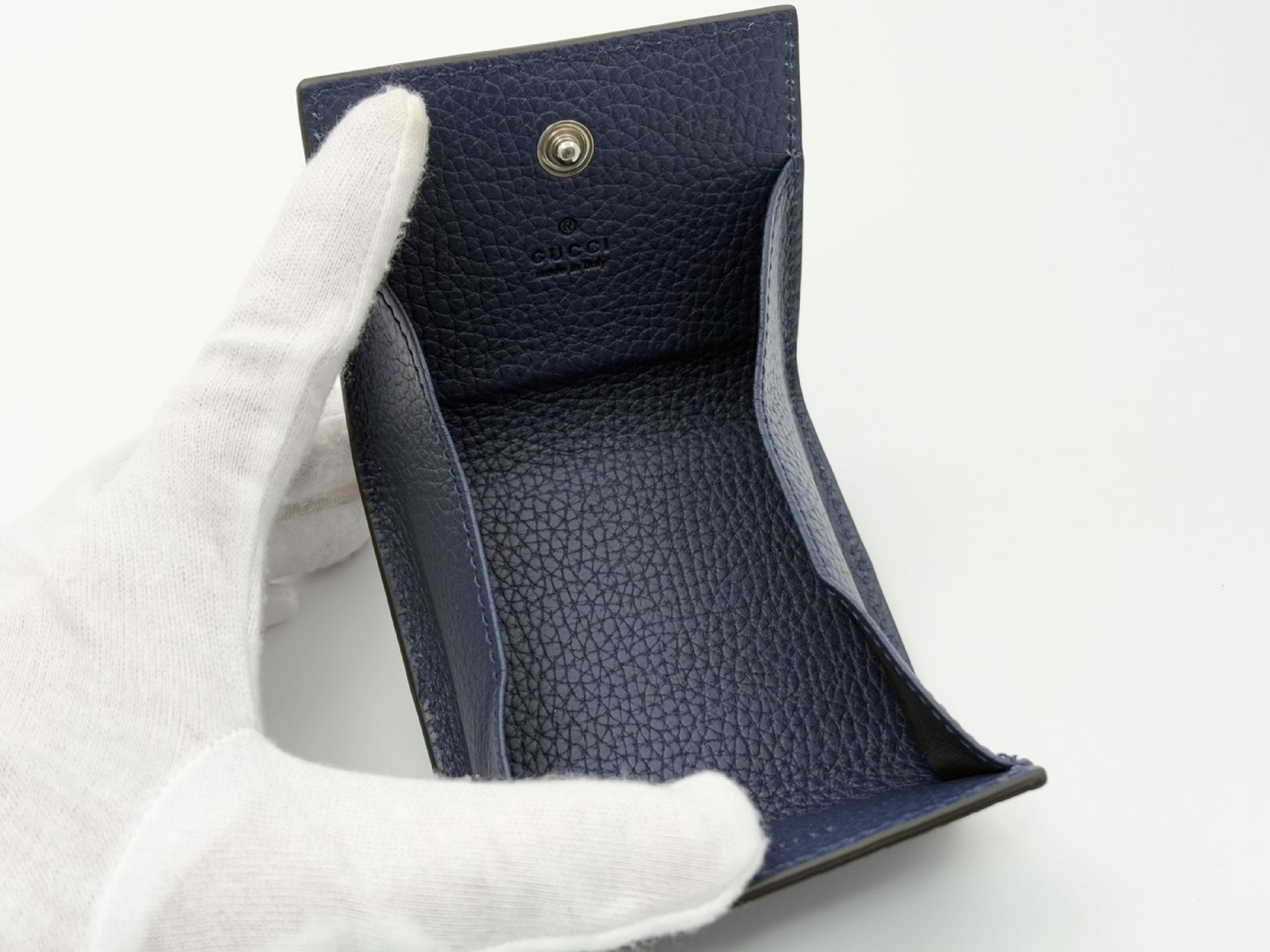 GUCCI Gucci 771160 Logo Leather Coin Purse Navy Coin Case