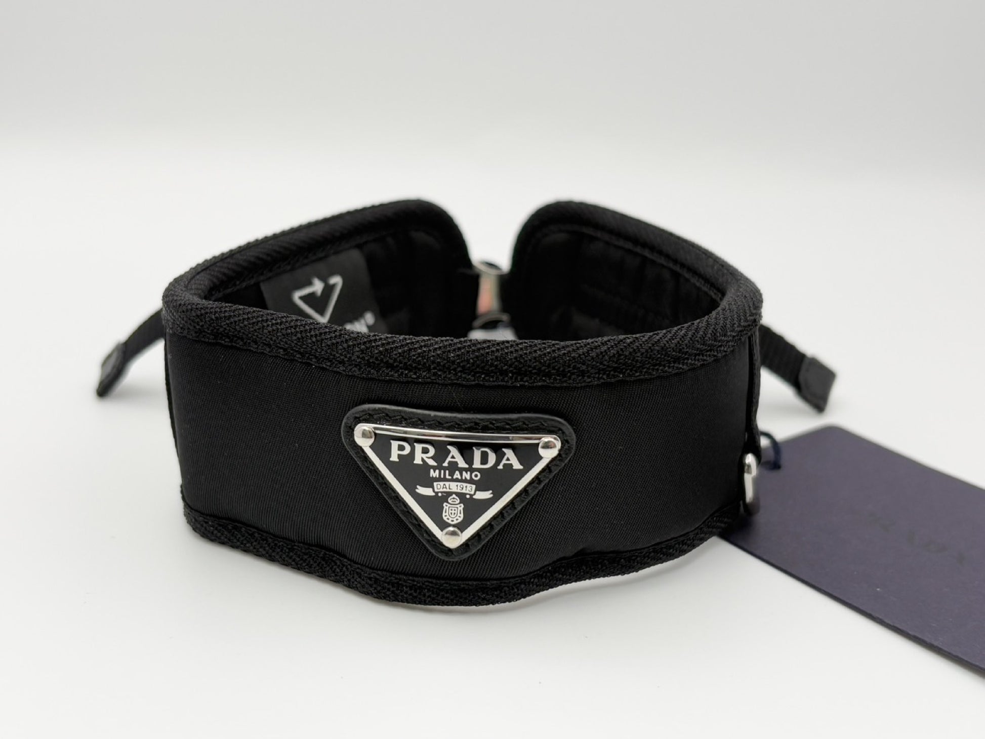 PRADA Prada 2YC016 Re-Nylon Pet Color Triangle Logo Triangle Plate Nylon Collar #M Pet Supplies NERO Black Current Product Other Accessories