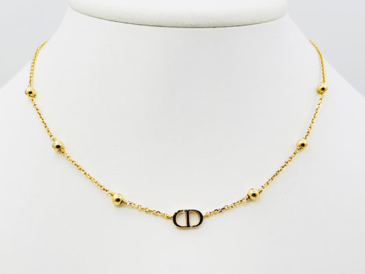 Dior Petit CD logo ball gold necklace