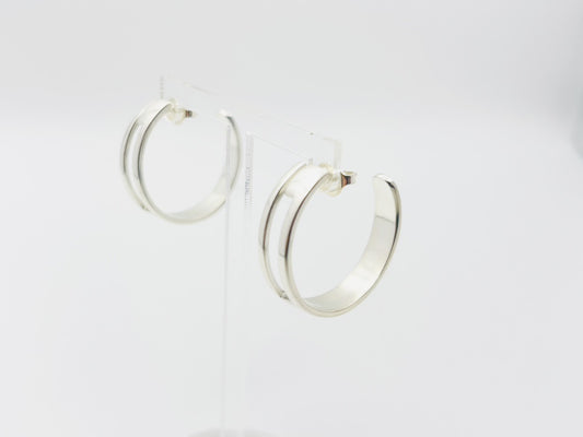 GUCCI Square G Logo Hoop 925 Silver Earrings