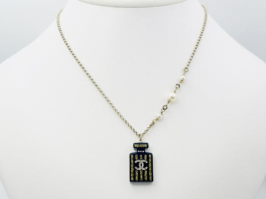CHANEL Cocomark Perfume Bottle Perfume Faux Pearl 17A Resin Necklace