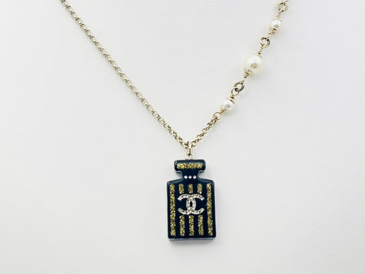 CHANEL Cocomark Perfume Bottle Perfume Faux Pearl 17A Resin Necklace