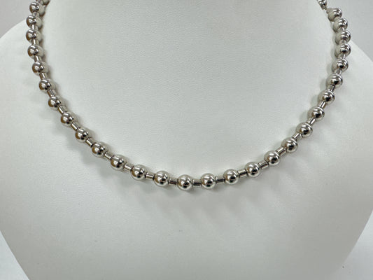 LOUIS VUITTON Vuitton Coreyer Escalator Ball Chain Silver Necklace