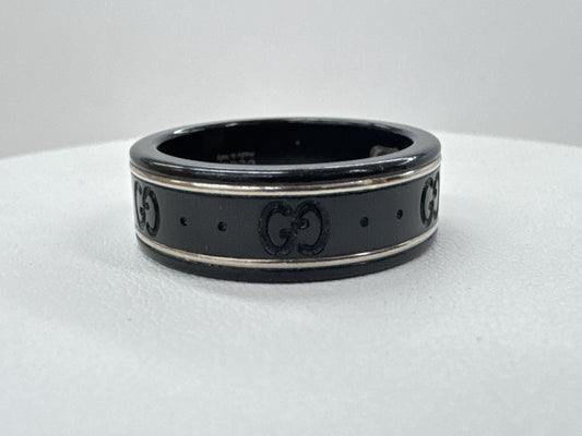 GUCCI Black Ceramic #17 WG 750/Metal 2.5g Ring