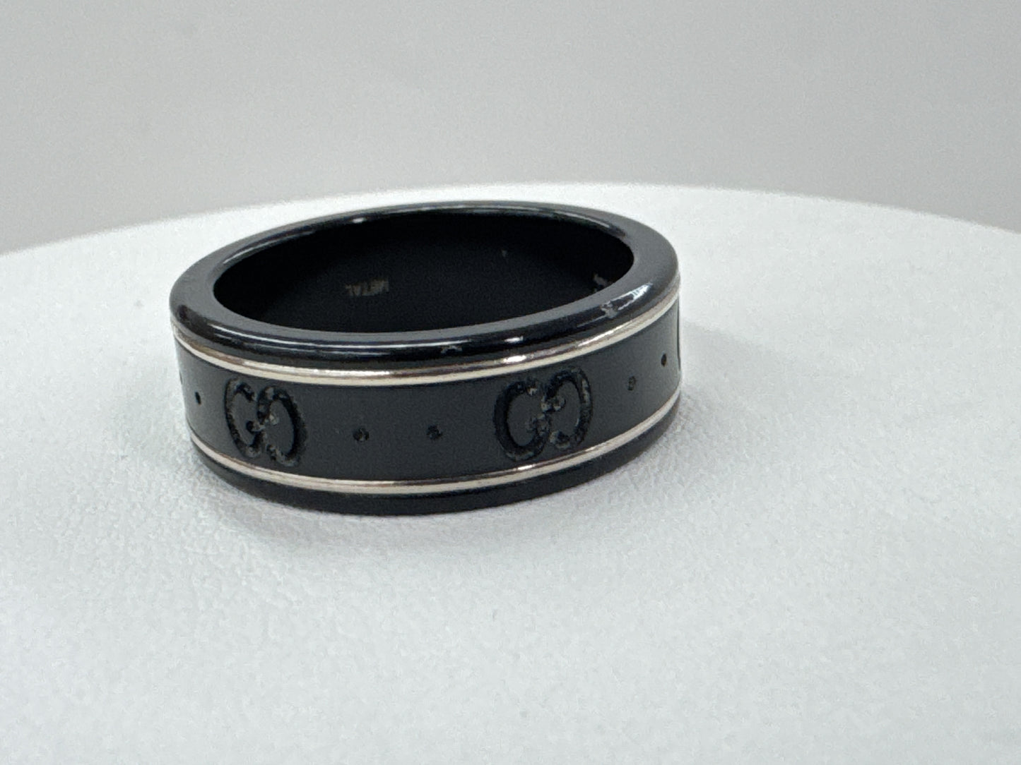 GUCCI Black Ceramic #17 WG 750/Metal 2.5g Ring