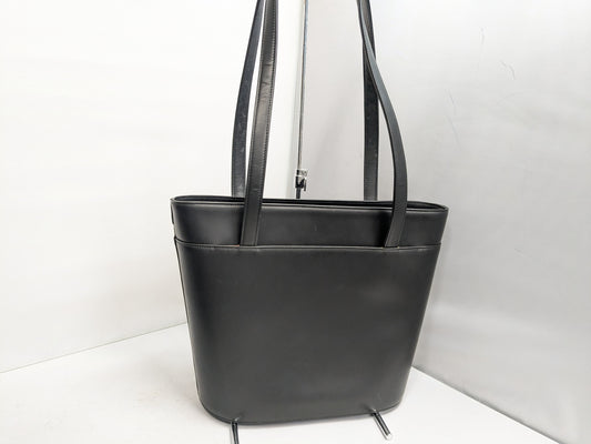 BURBERRY Leather Check Tote Bag