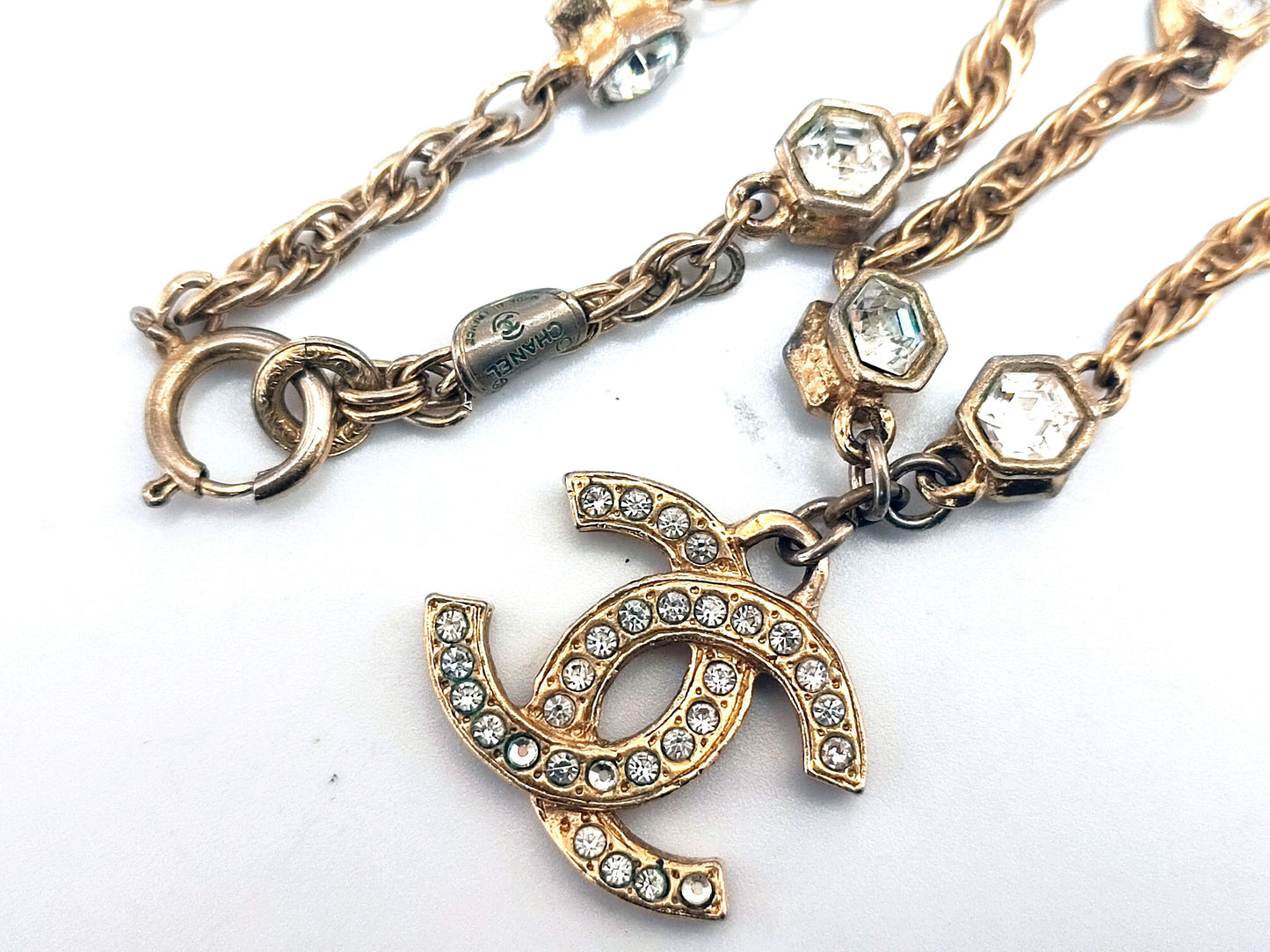CHANEL Coco Mark Rhinestone Necklace Necklace