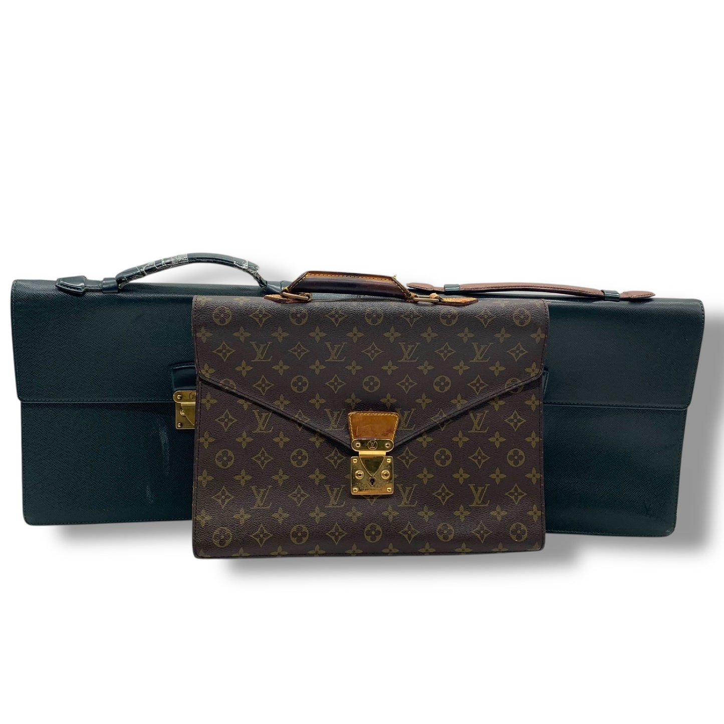 LOUIS VUITTON Taiga Monogram Business Bag 3-Piece Set