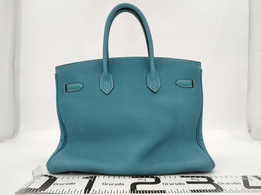 HERMES Birkin 35 in Blue Jean with Silver Hardware and J Stamp