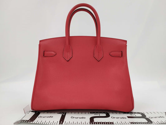 HERMES Birkin 30 Rouge Cazac Handbag with Silver Hardware and M Stamp