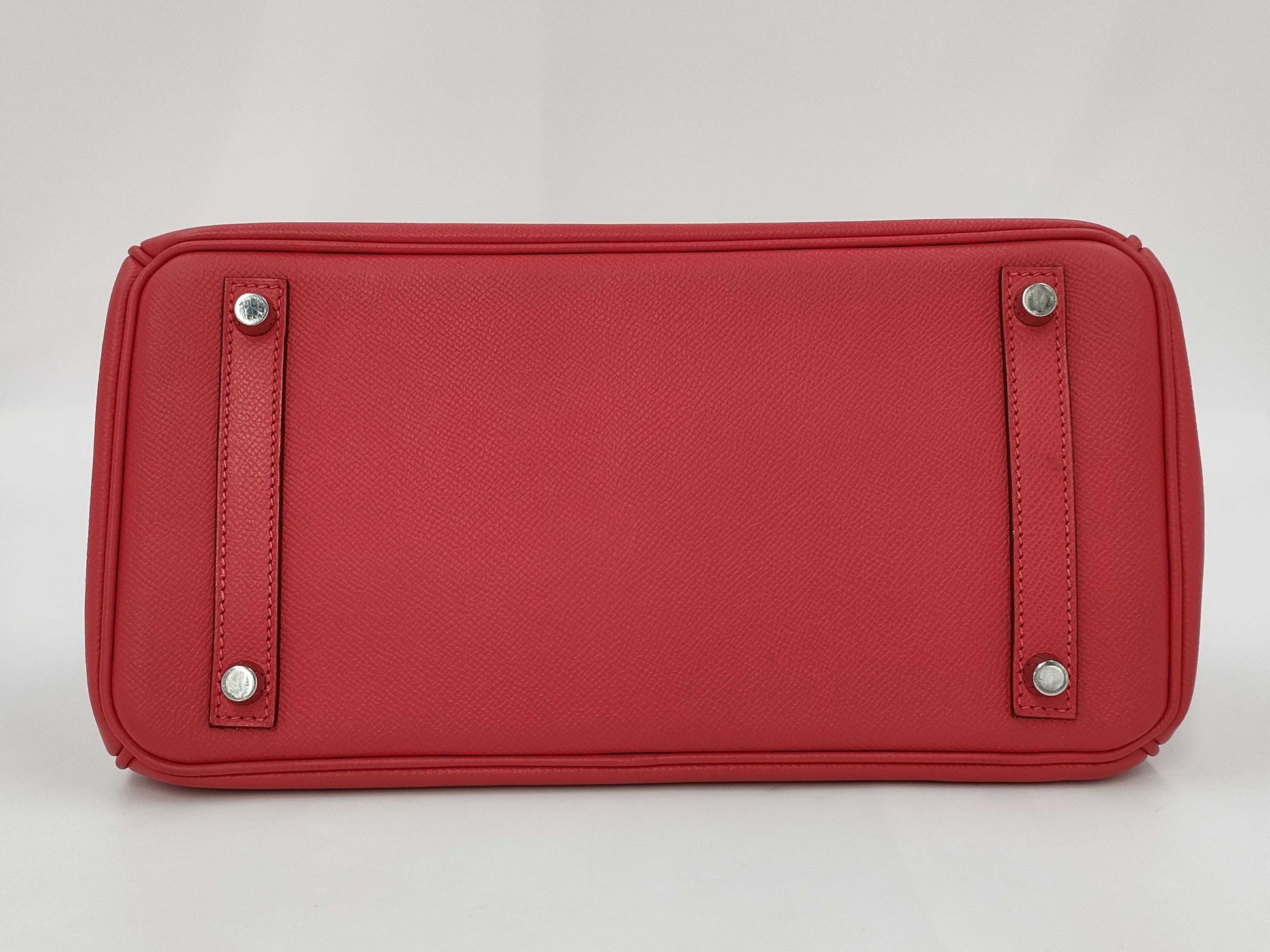 HERMES Birkin 30 Rouge Cazac Handbag with Silver Hardware and M Stamp