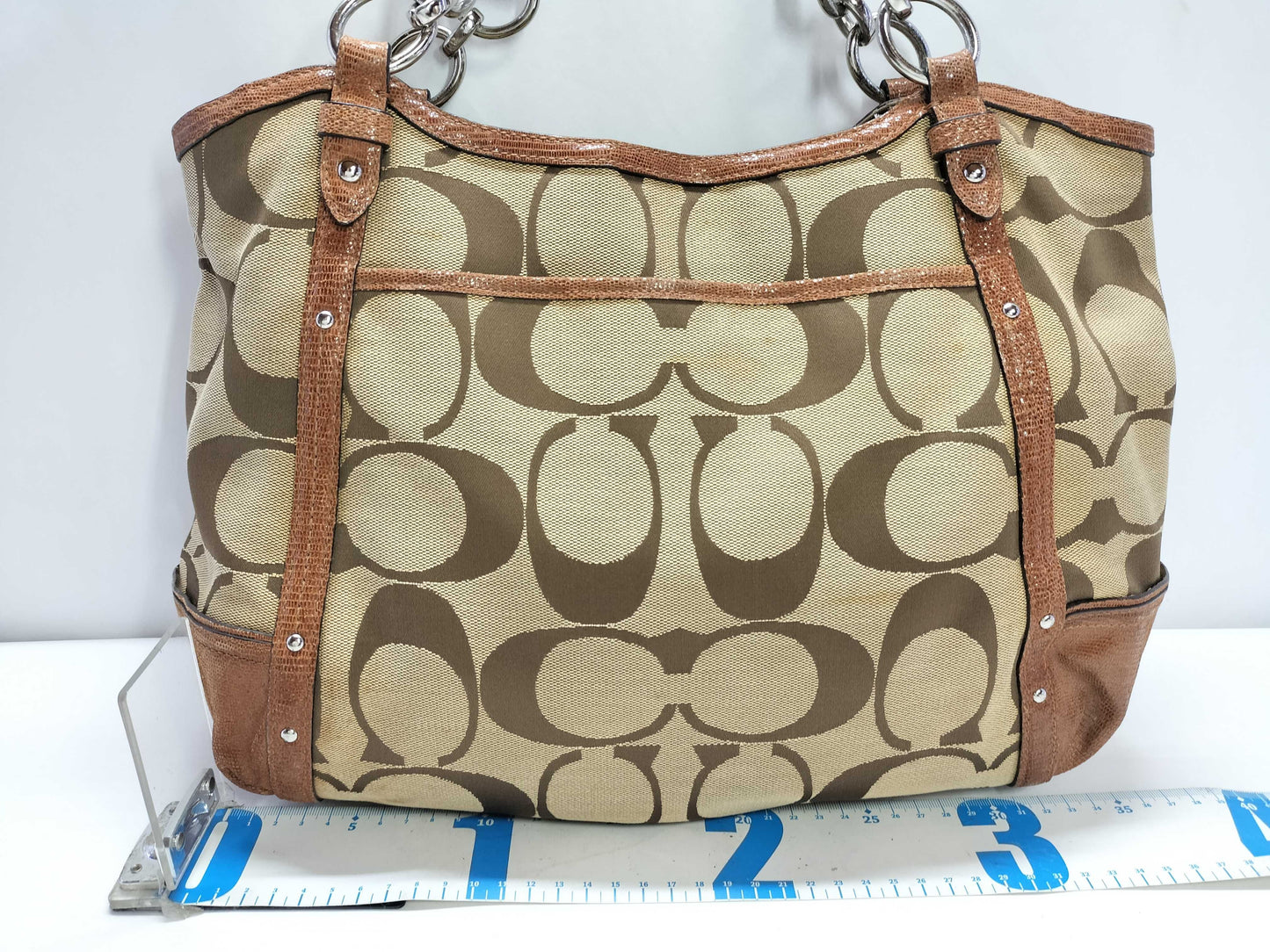 COACH Signature COCAH Coach Signature Canvas x Lizard Tote Bag 20807 Tote Bag