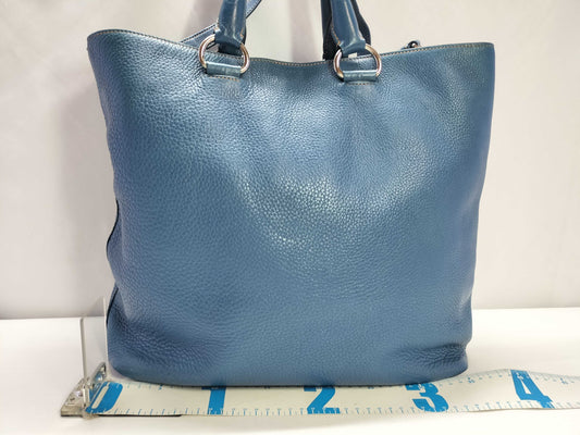 PRADA PRADA Vittero Dino Leather Tote Bag 2way Blue Tote Bag