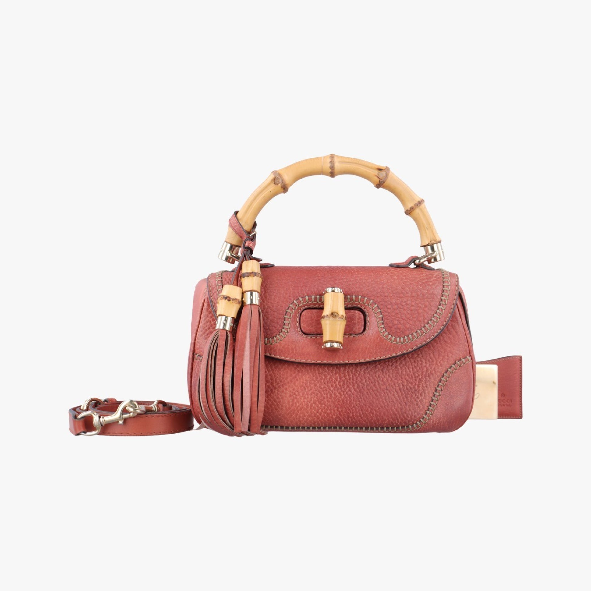 GUCCI New Bamboo Terracotta Leather 254884B8418725 Handbag