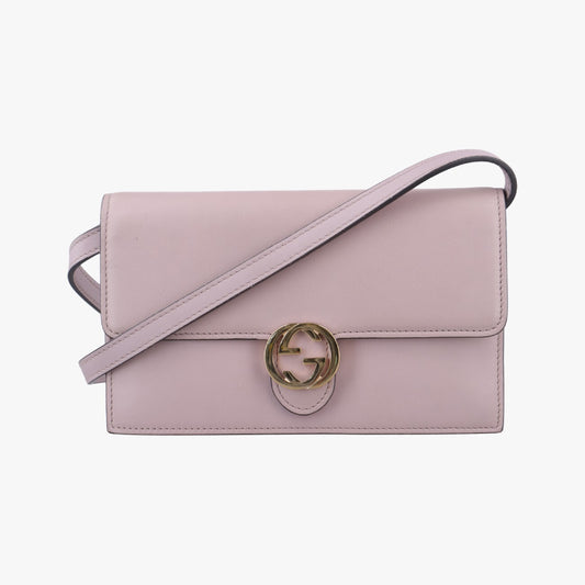 GUCCI Interlocking G Pink Leather 369664 Shoulder Bag