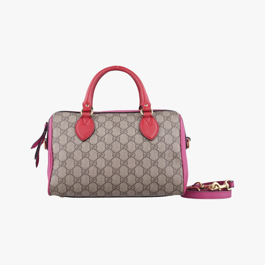 GUCCI GG Supreme Beige x Red x Pink PVC Coated Canvas x Leather 409529C019161041 Shoulder Bag