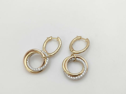 Cartier Trinity Diamond Three-Color Au750 7.0g Earrings