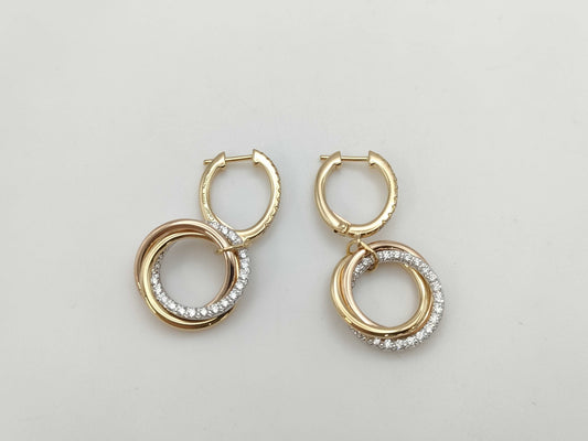 Cartier Trinity Diamond Three-Color Au750 7.0g Earrings
