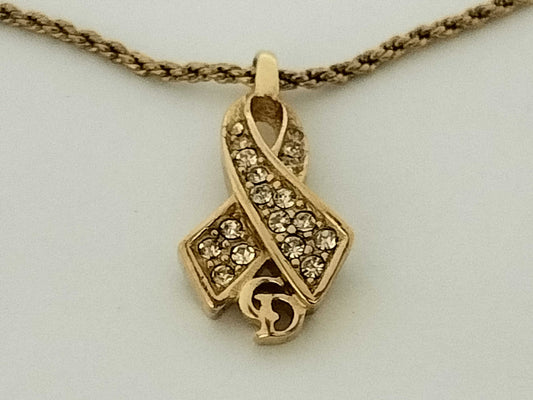 Dior DIOR Dior Necklace Rhinestone Gold Necklace