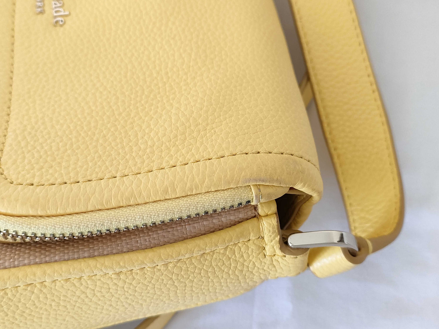 Kate Spade raffia shoulder bag in yellow / Kate Spade Cameron Street pink 2-way shoulder bag