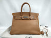 HERMES Birkin 35 Gold with Sterling Silver Hardware, D Stamped Handbag