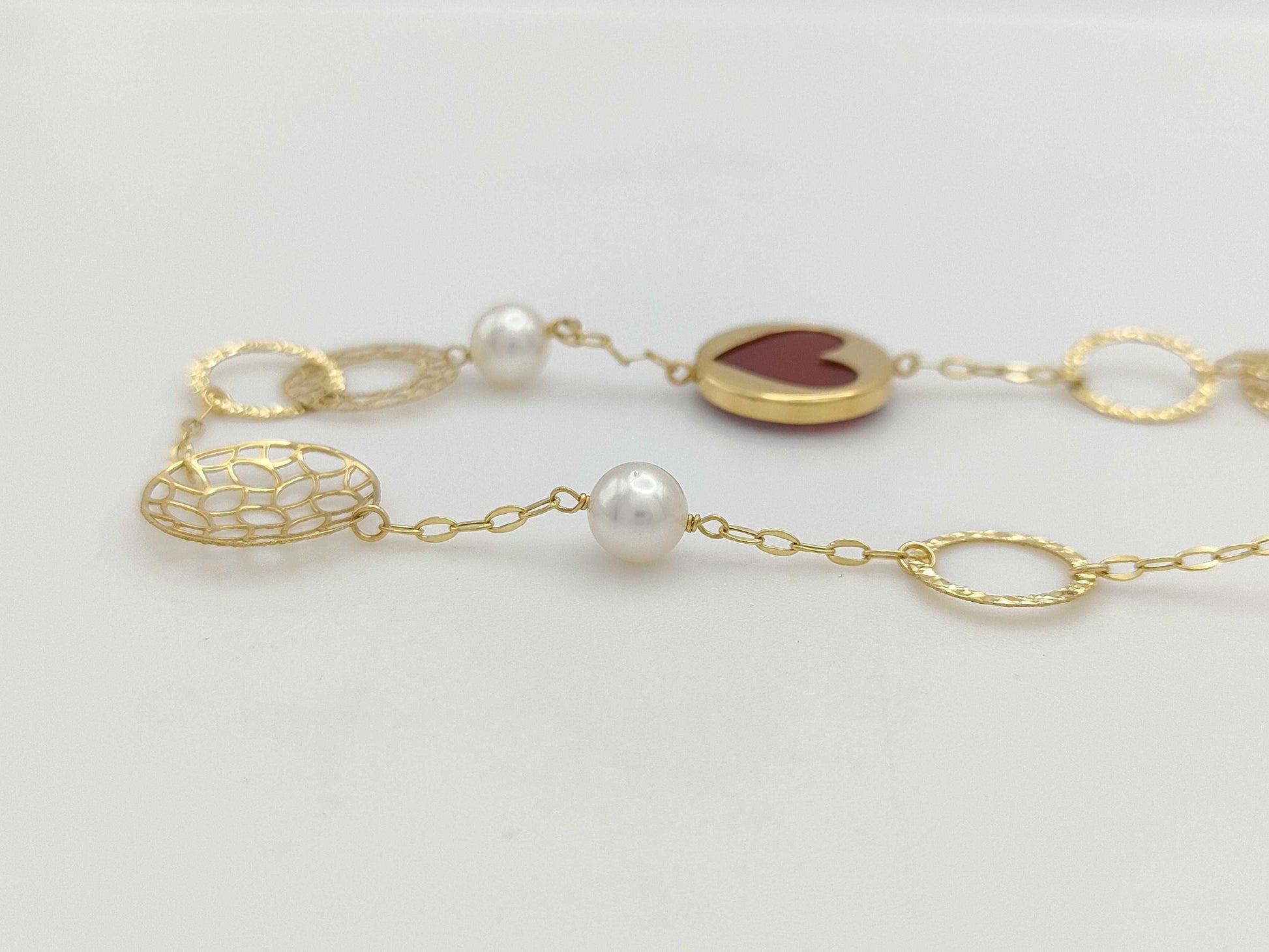 Station Stone Cameo Pearl Diameter Approx. 6.0mm K18 10.4g Necklace