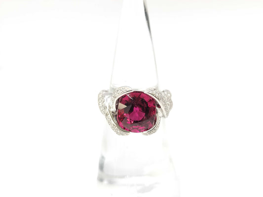 Rubellite 4.70ct D1.20ct Pt900 13.5g Ring