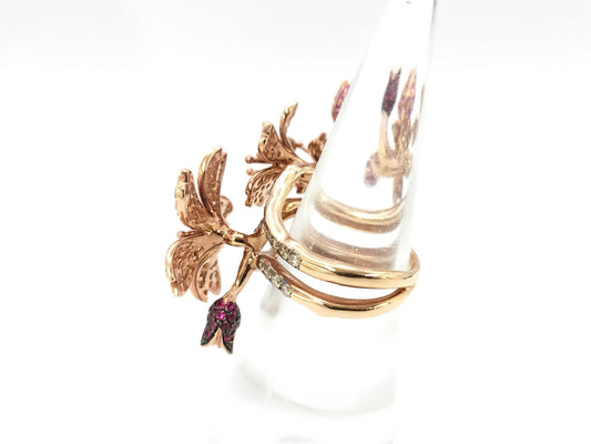 Flower Motif S0.89ct D2.36ct 750 15.3g Ring