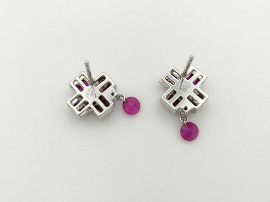 Ruby Diamond K18WG 4.3g Earrings