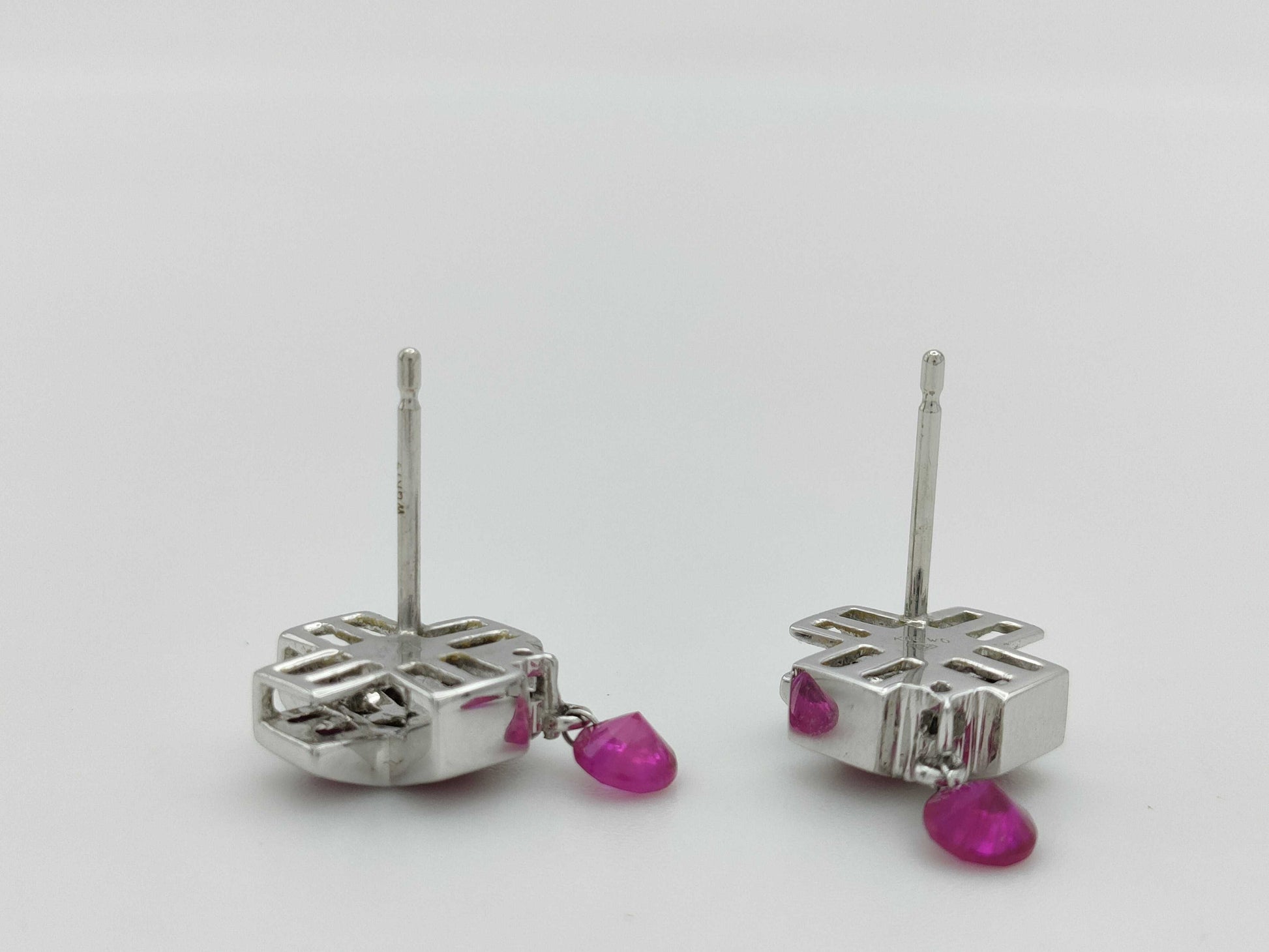 Ruby Diamond K18WG 4.3g Earrings