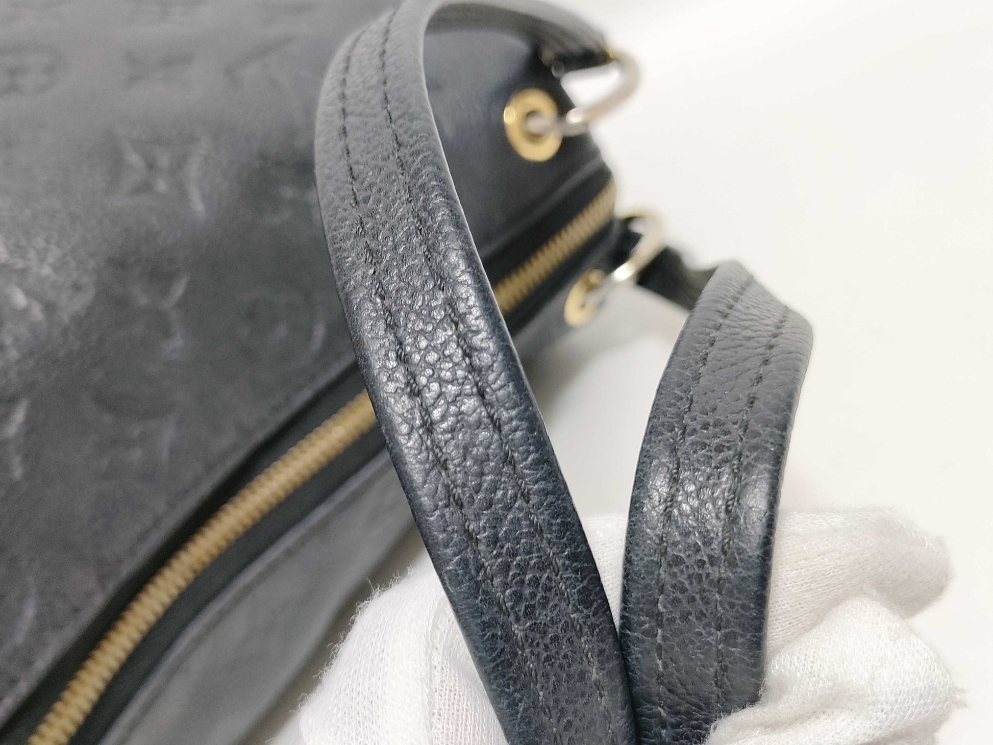 LOUIS VUITTON Monogram Empreinte Pontu PM Black Handbag