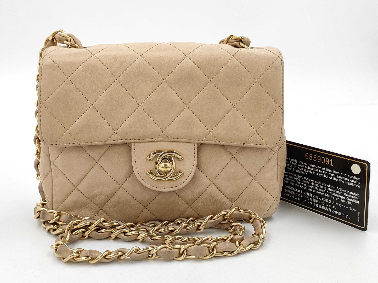 CHANEL Mini Matlassse Chain Bag Beige Gold Fittings 6th Series 6859091 Shoulder Bag