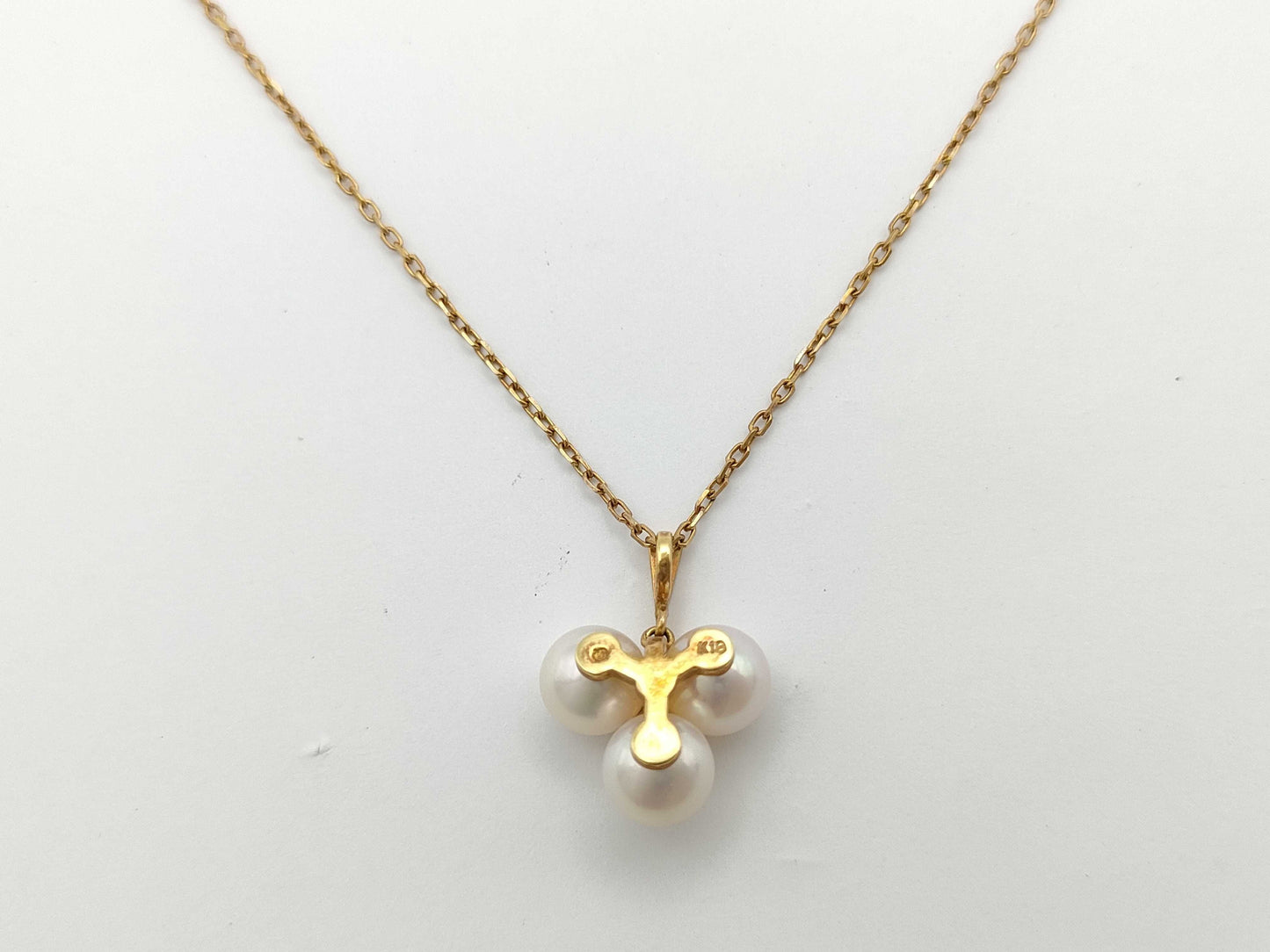 MIKIMOTO Pearl Diameter Approx. 6.4mm*3 Ruby K18 3.8g Necklace