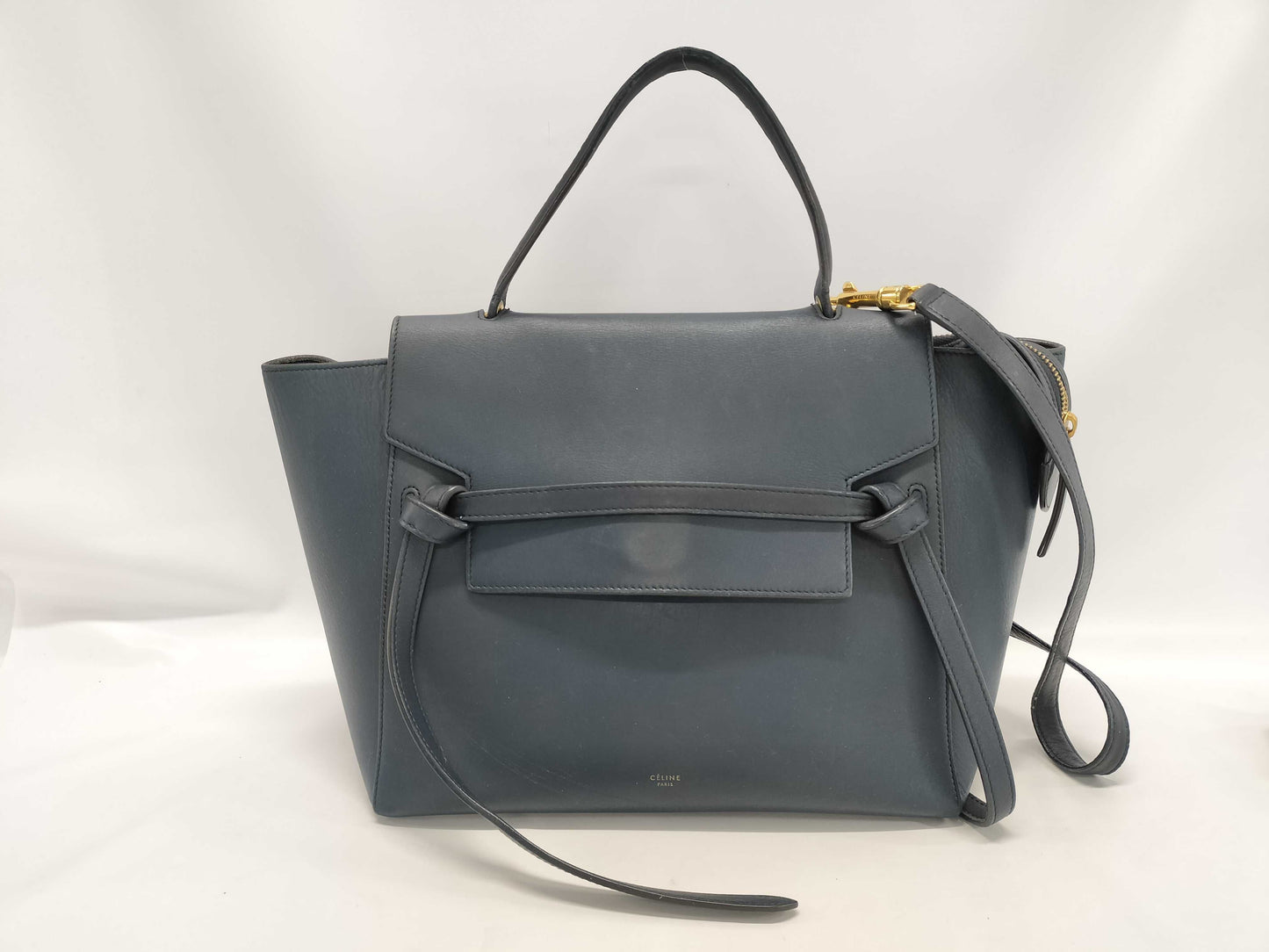 CELINE CELINE Belt Bag 2way Handbag Navy Leather Handbag