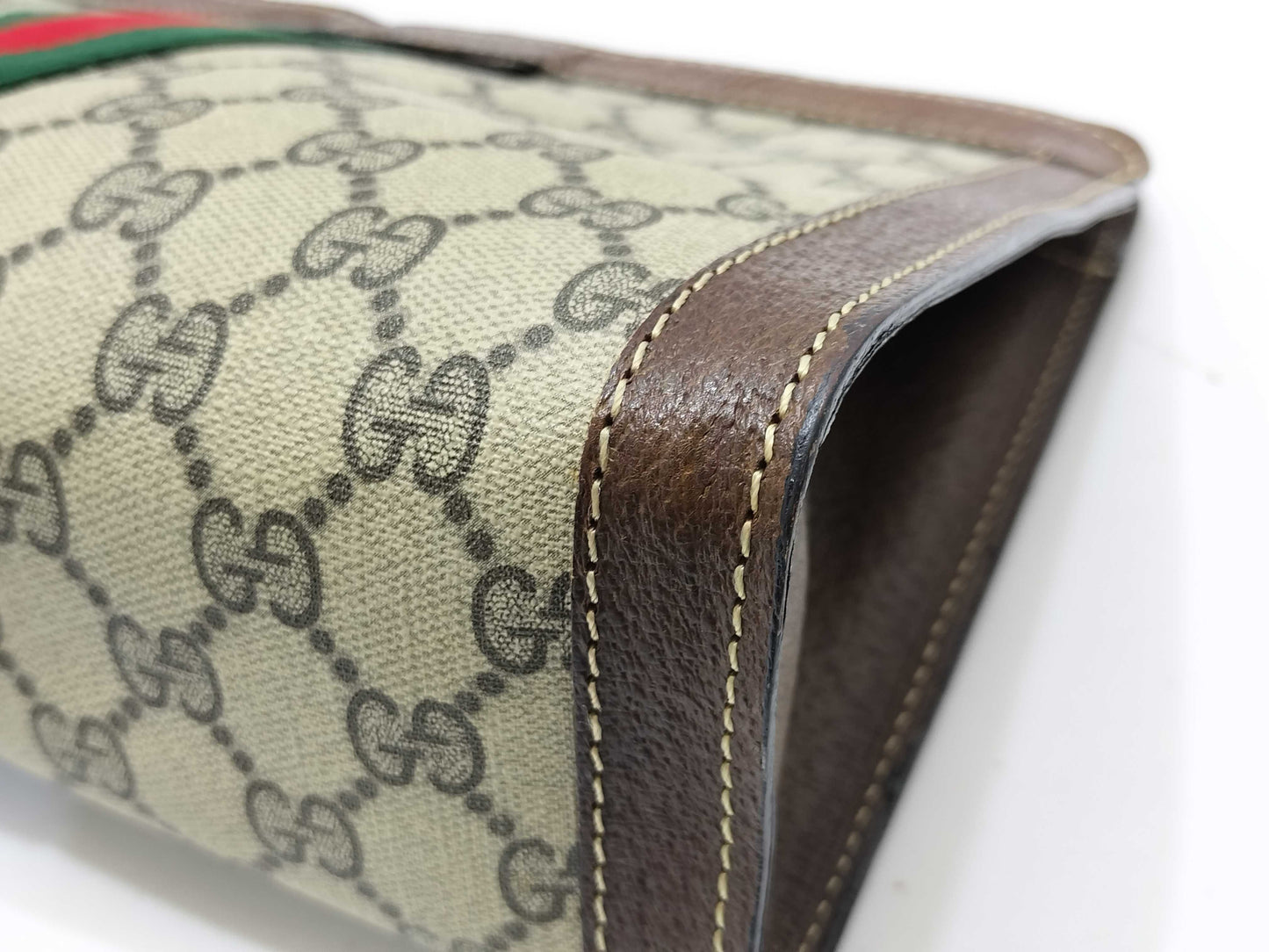 GUCCI GG Supreme Gucci Second Bag Sherry Line GG Supreme PVC Leather Brown Second Bag