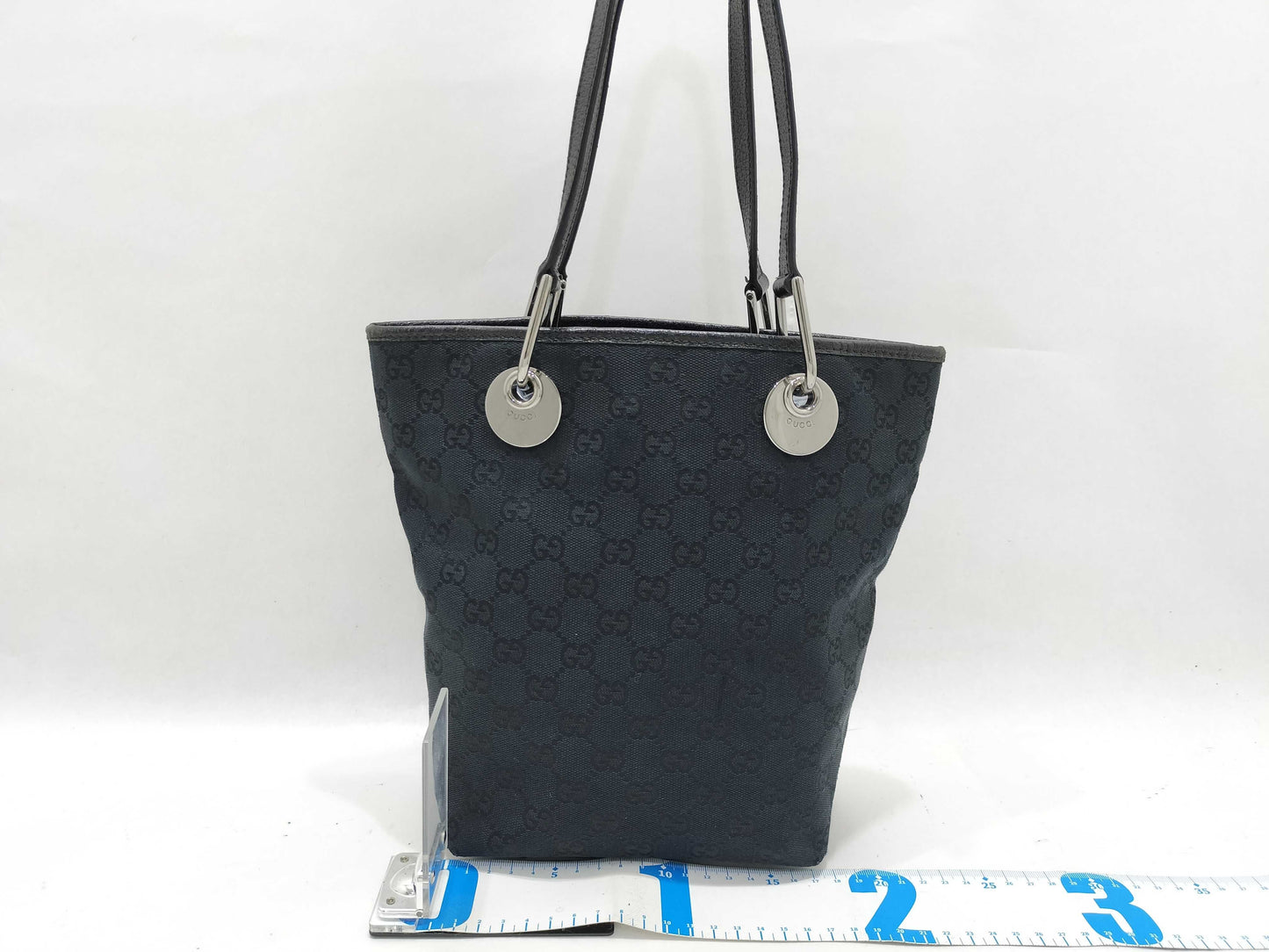 GUCCI GG Canvas Gucci 120840 Tote Bag Bucket Shaped GG Canvas Leather Black Tote Bag