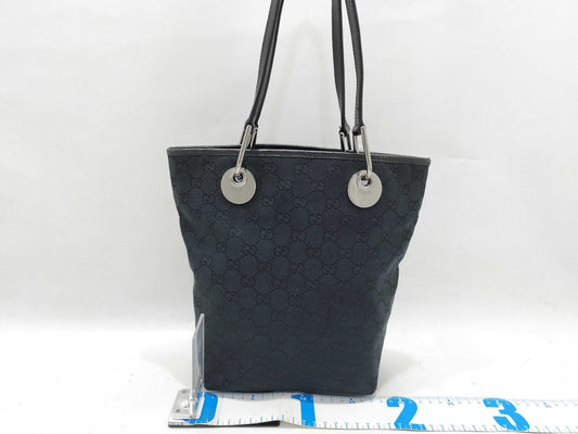 GUCCI GG Canvas Gucci 120840 Tote Bag Bucket Shaped GG Canvas Leather Black Tote Bag