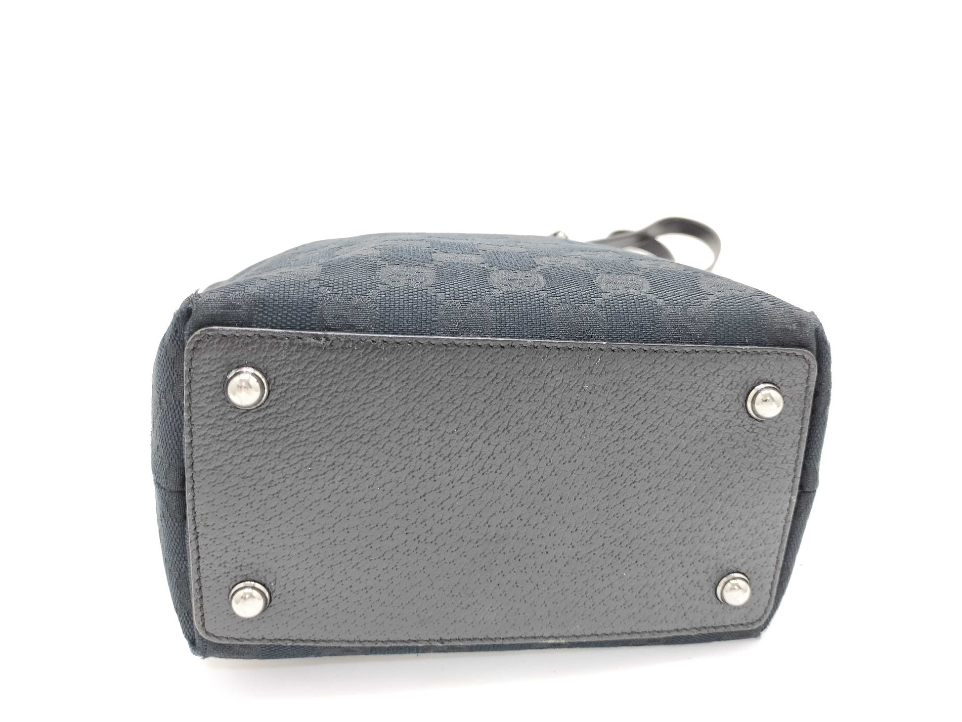 GUCCI GG Canvas Gucci 120840 Tote Bag Bucket Shaped GG Canvas Leather Black Tote Bag