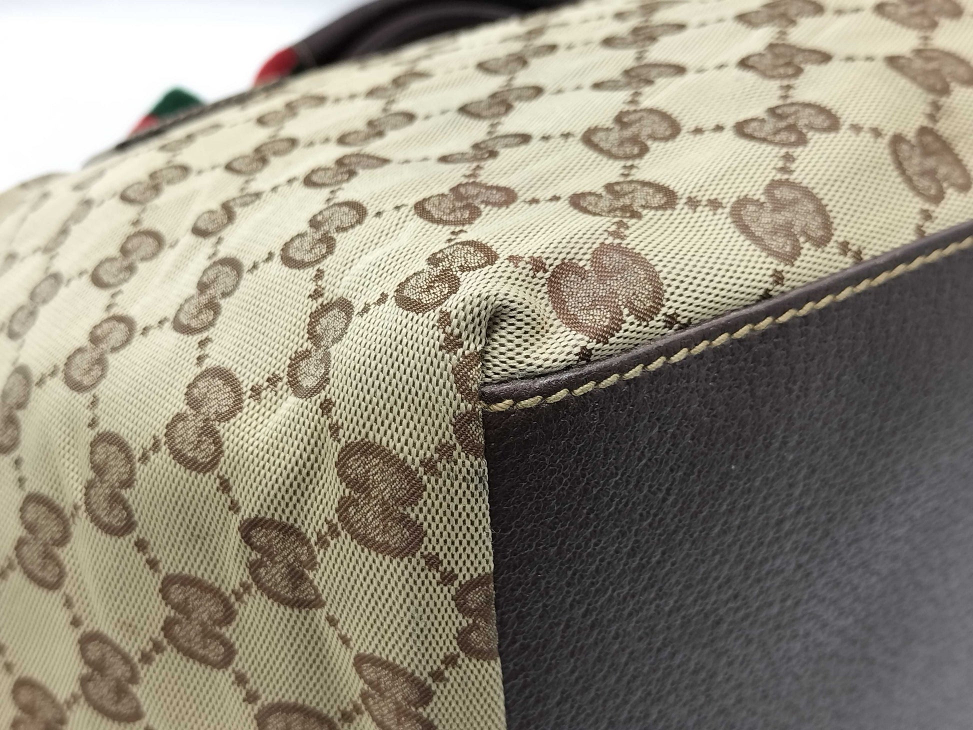 GUCCI GG Canvas Gucci 131230 GG Canvas Sherry Line Tote Bag Brown Handbag