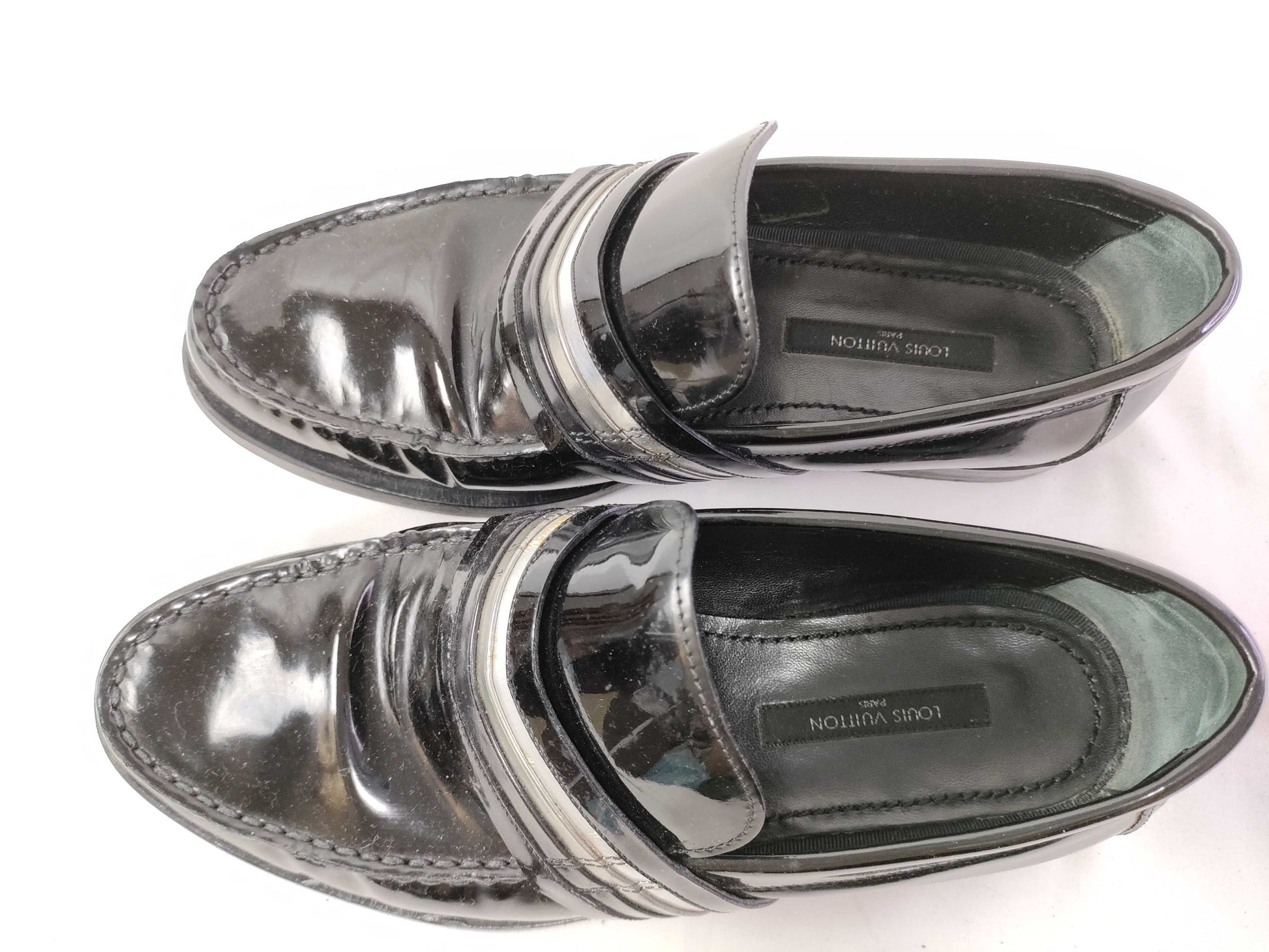 LOUIS VUITTON Enamel Loafers Black Box Business Shoes