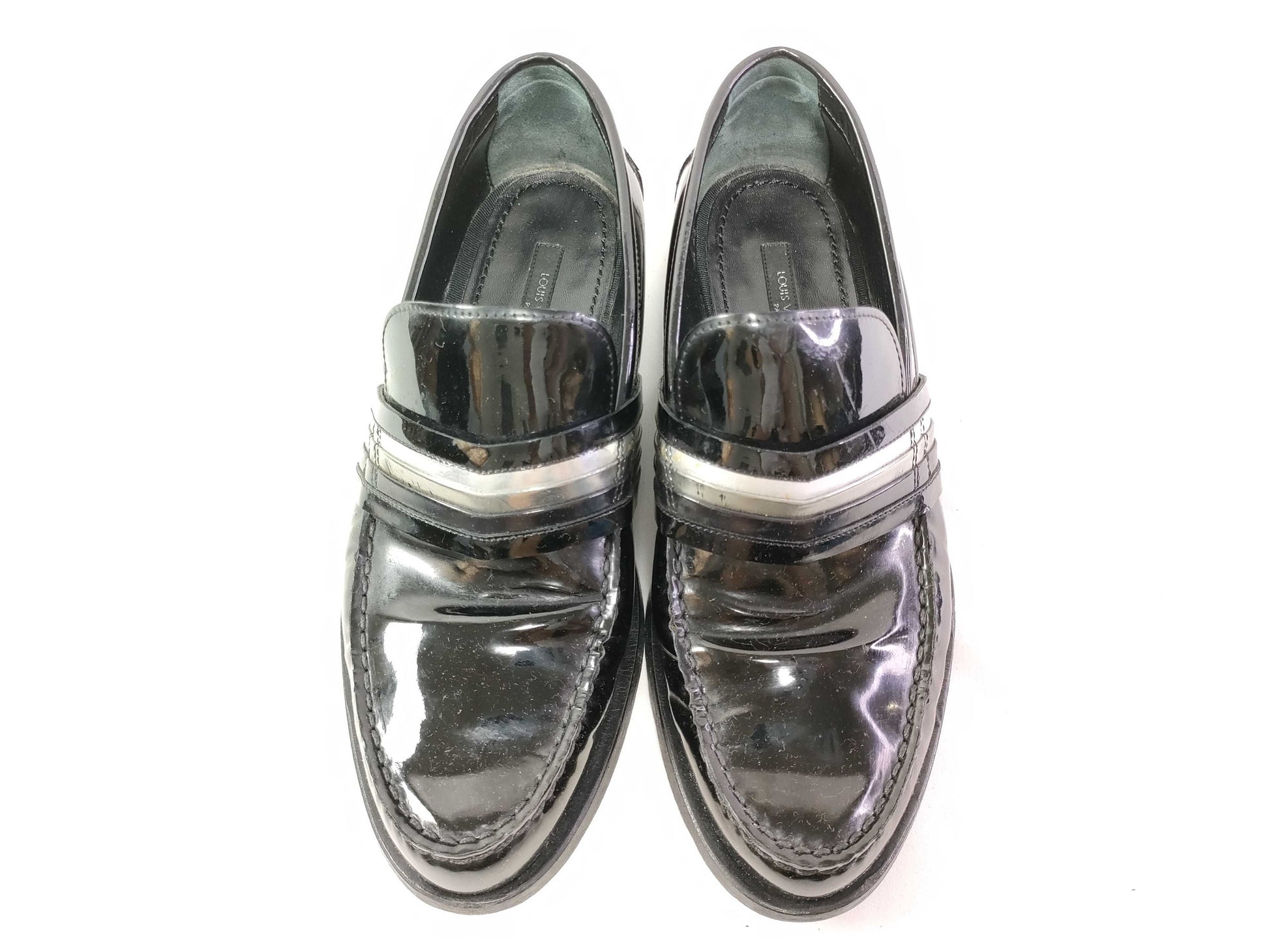 LOUIS VUITTON Enamel Loafers Black Box Business Shoes