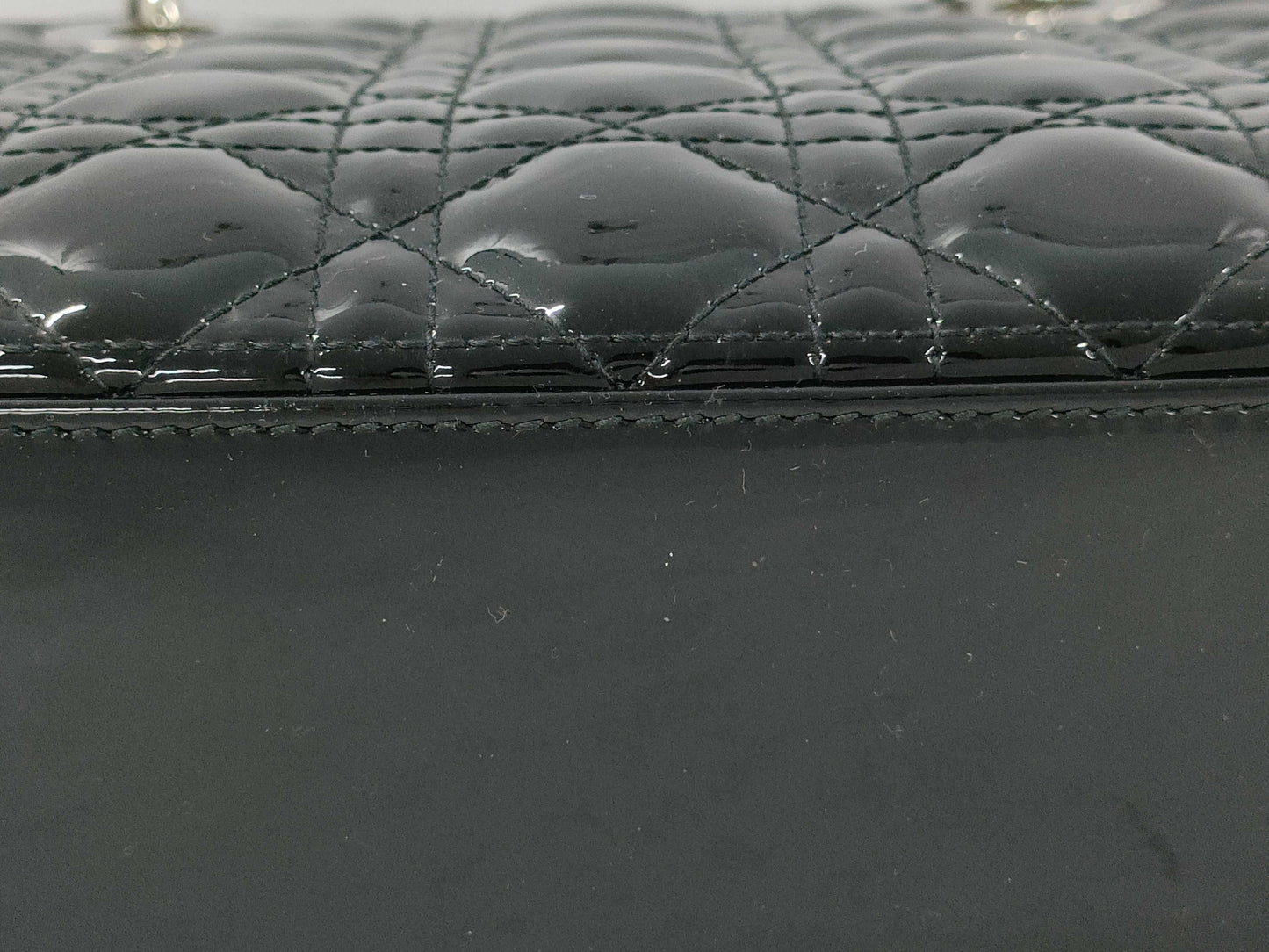 Dior Lady Dior Enamel Black Handbag