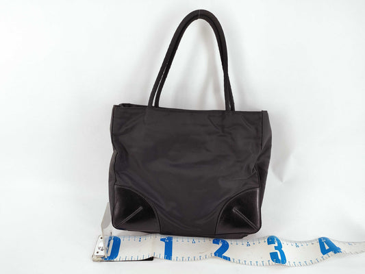 PRADA nylon and leather handbag, black