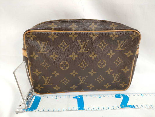 LOUIS VUITTON Monogram Louis Vuitton Compiegne Clutch Bag Monogram Brown Second Bag